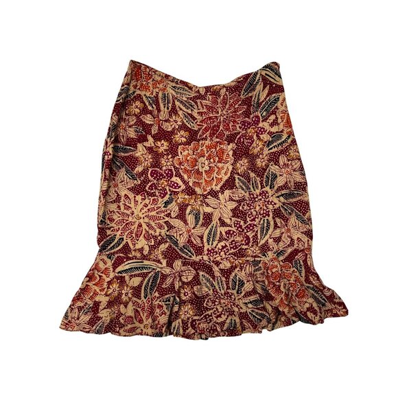 Chico's Design Womens Floral Print 100% Rayon Skirt With Ruffle Hem Size 1 - Picture 1 of 8